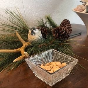 Tiffany & Co. crystal basket weave nut bowl.
